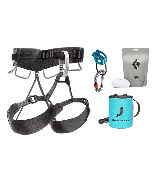 Black Diamond Momentum 4S Harness Package lezecký set, černá/bílá, Mg pytlík, L/XL